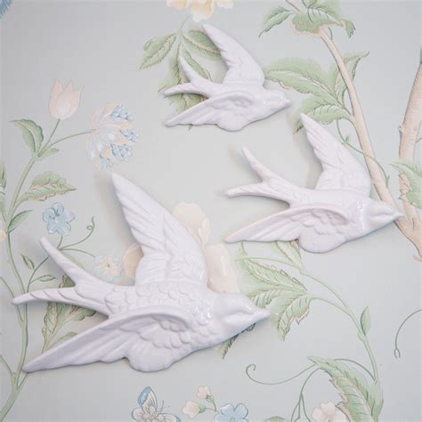 Set Of 3 White Flying Swallows Wall Art The Loft