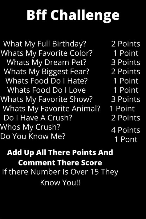 this is the bff challengeask your bff these questions and add up there points who s most likely
