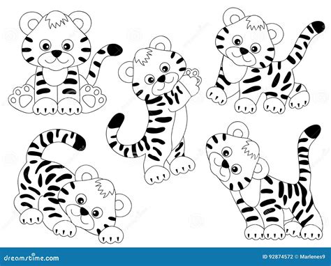 Vector Tigers Set Stock Vector Illustration Of Graphics