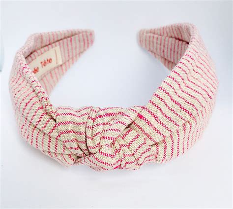 Knotted Headband Stripe Knot Hairband For Women Pink Top Etsy