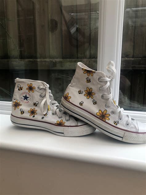 Sunflower And Bee Hightop Converse Etsy