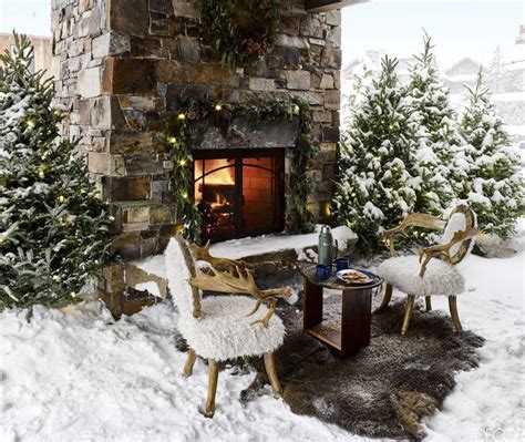 Get The Look Rustic Winter Wonderland Outdoor Fireplace Christmas