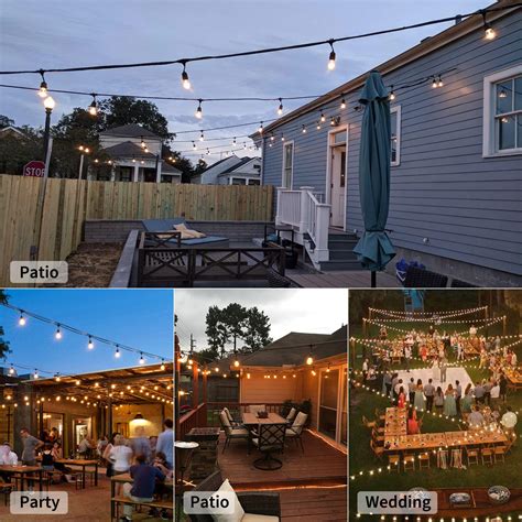 Minetom Outdoor String Lights 48ft Patio Lights With 15pcs 11w S14