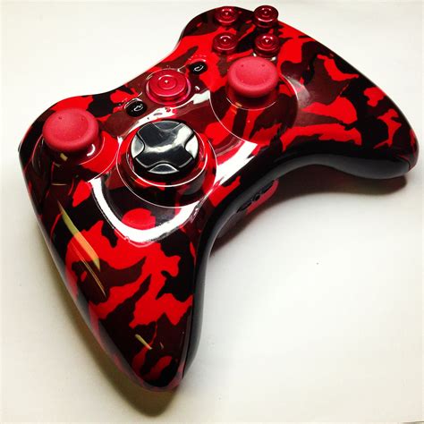 A Custom Modded Red Urban Camo Xbox 360 Rapid Fire Controller From