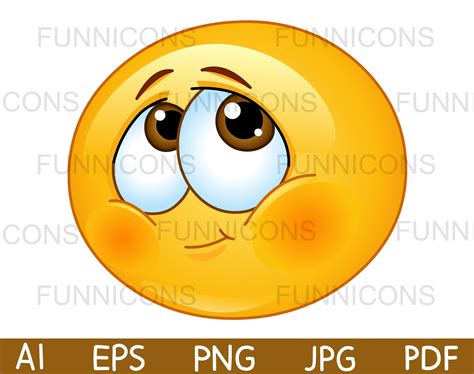 Clipart Cartoon Of Blushing Shy Emoji Emoticon Ai Eps Png  Etsy
