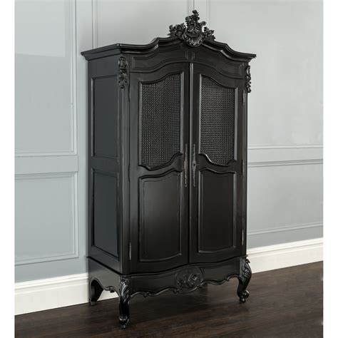 La Rochelle Antique French Wardrobe Black Painted Furniture