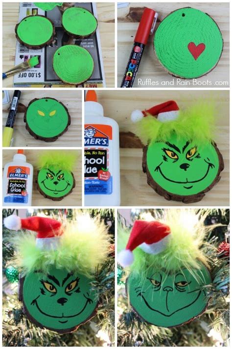 Diy Grinch Ornament Set For A Christmas Tree Or Ts Christmas Tree Painting Grinch