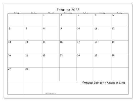 Kalender Februar 2023 Zum Ausdrucken “48ms” Michel Zbinden De