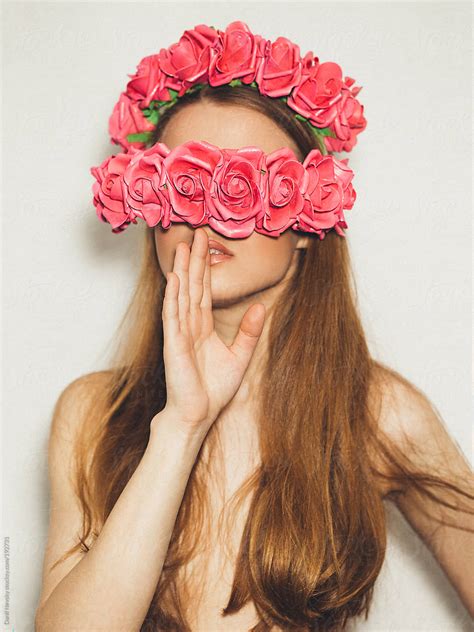 Woman With Flowers On Face Del Colaborador De Stocksy Danil Nevsky Stocksy