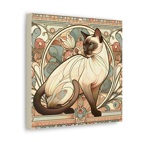 Art Nouveau Siamese Cat Wall Art On Canvas Unique Siamese Cat Ts Etsy