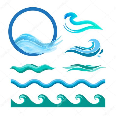Set Of Blue Ocean Waves — Stock Vector © Bridddy 82234648
