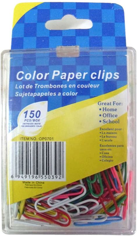 Colored Paper Clips Pack Of 150