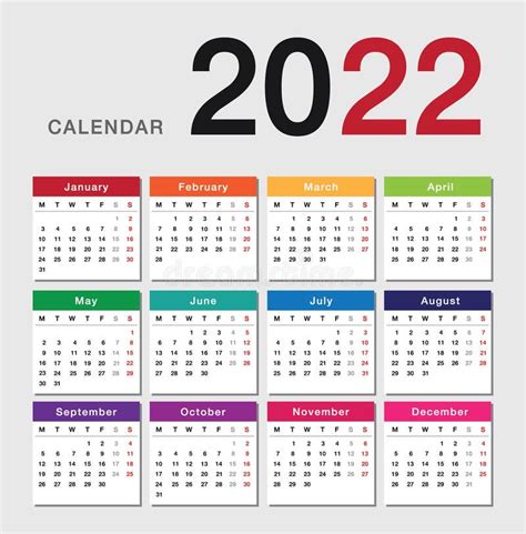 Kalender 2022 Mit Weltkarte Vektor Abbildung Illustration Von Monats