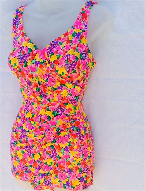 1990 S Vintage Roxanne Swimsuit Floral Body Slimmer Swimwear Vintage One Piece Bathing Suit