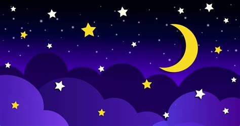 Images Of Cartoon Night Sky With Moon And Stars