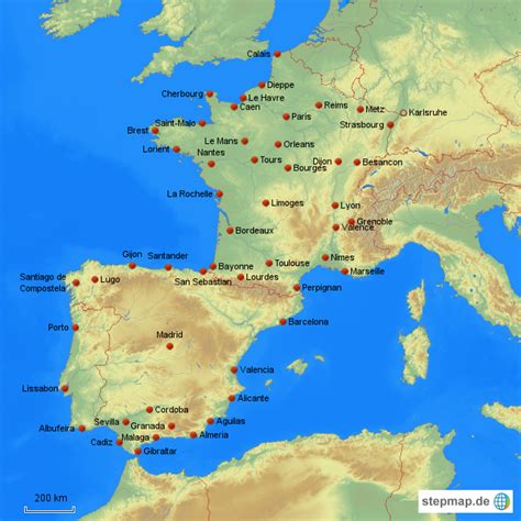 Procure o romance, encontre cultura, viva a aventura ou recupere a portugal é o seu destino de férias. StepMap - Tour Frankreich-Spanien-Portugal - Landkarte für ...