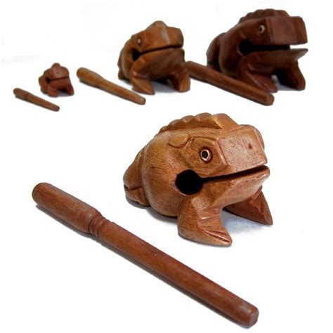 Deluxe Large 4 Wood Frog Guiro Rasp Percussion Musical Instrument