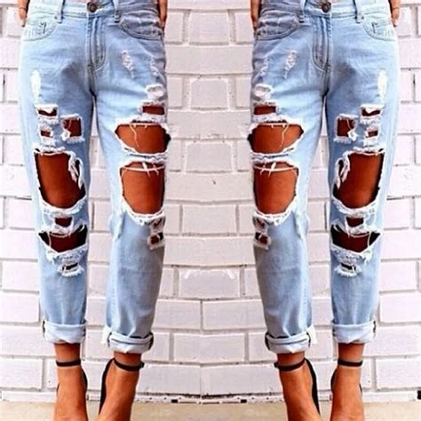 Jeans Women Demin Pants Sexy Ripped Jeans Summer Big Holes Washed Casual Slim Jeans Women Pants