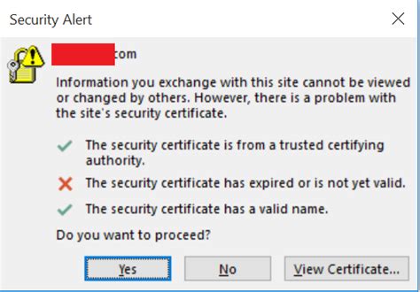 Outlook Clients With 365 The Security Certificate Has Expired Or Is