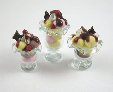 Dollhouse Miniature Food Ice Cream Sundae Miniature Food Miniature