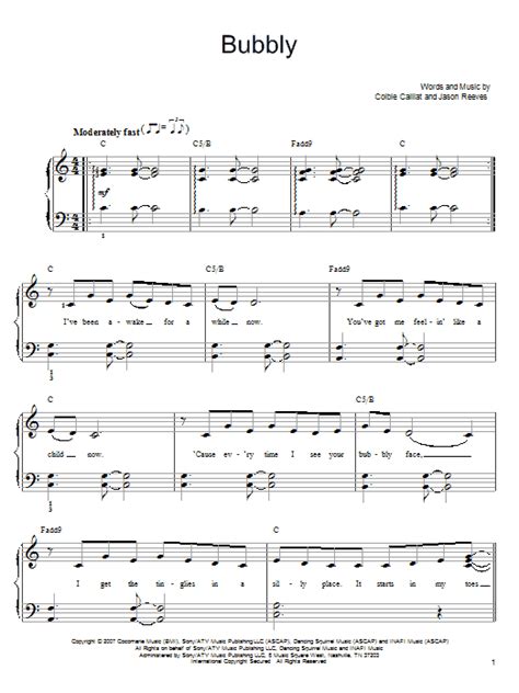Bubbly Colbie Caillat Sheet Music Pdf