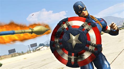 Captain Americas Shield Vs Rockets Gta 5 Mods Youtube