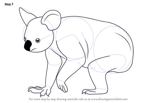 How To Draw A Koala Easy Koala Draw Step Cartoon Cute Side Line Bear