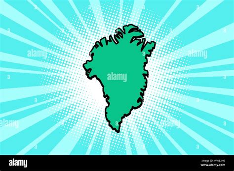Mapa De La Isla De Groenlandia Silueta Comic Cartoon Pop Art Retro