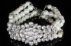 bracelet bridal bracelets rhinestones pearls silver wedding