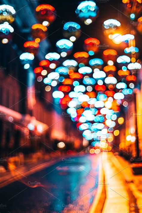 Blurred City Street Decor At Night New Background Images City