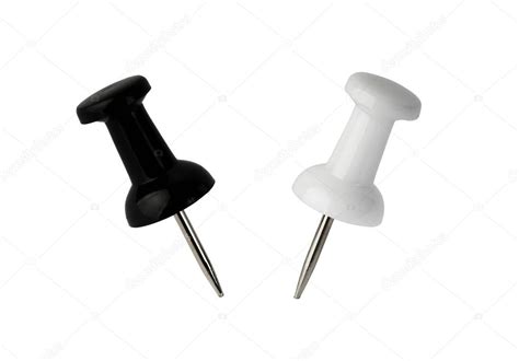 White And Black Push Pin Isolated On White Xxl — Stock Photo