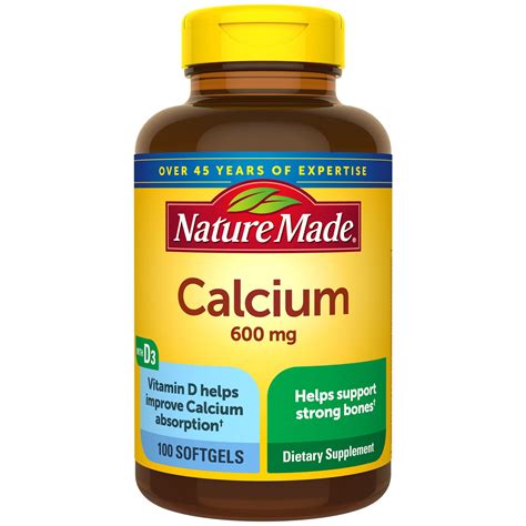 Nature Made Calcium 600 Mg With Vitamin D3 For Immune Support Tablets 100 Count