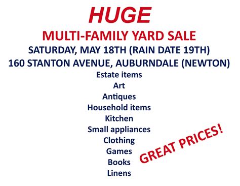 HUGE Multi Yard Sale - Newton, MA Patch