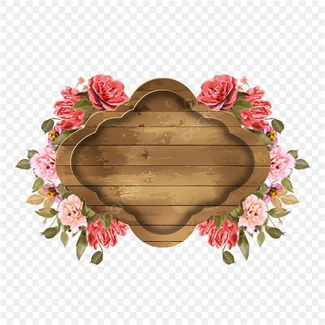 Wooden Boards Png Image Red Flowers Blooming Wooden Board Border Red