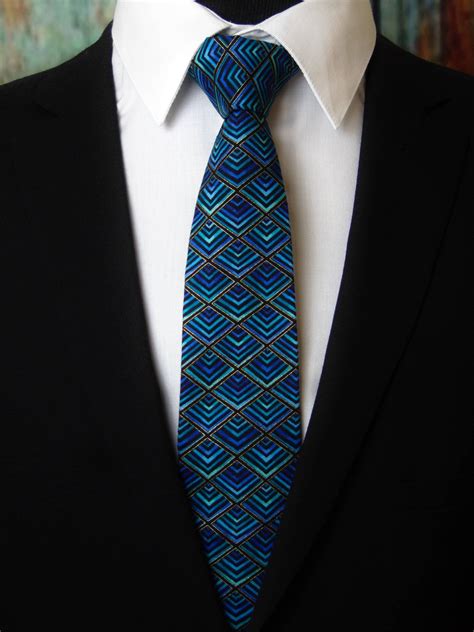 Mens Neck Ties Patterned Groom Necktie Mens Geometric Tie Also