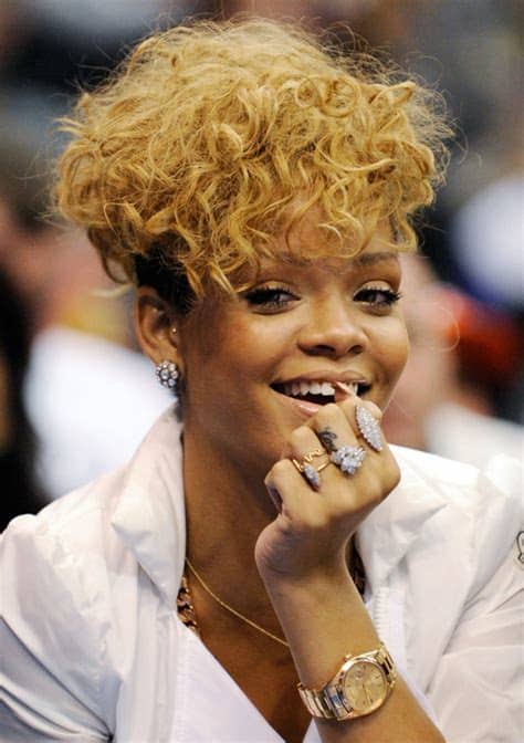 Picture of rihanna black curly bob hairstyle, latest african american rihanna curly bob hairstyle articles. Pictures : Rihanna's Short Haircuts: Best Styles Over the ...