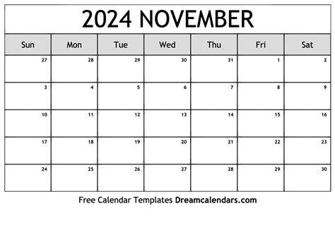 November 2024 Printable Calendar Printable Calendar Collection