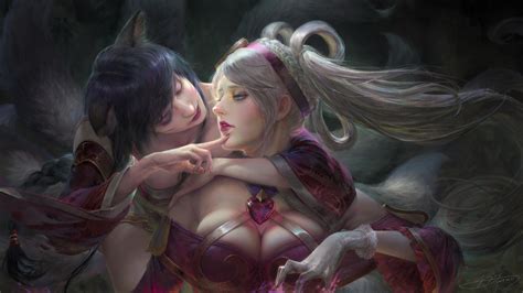 Ahri Sona And Sweetheart Sona League Of Legends Drawn By Yu Han