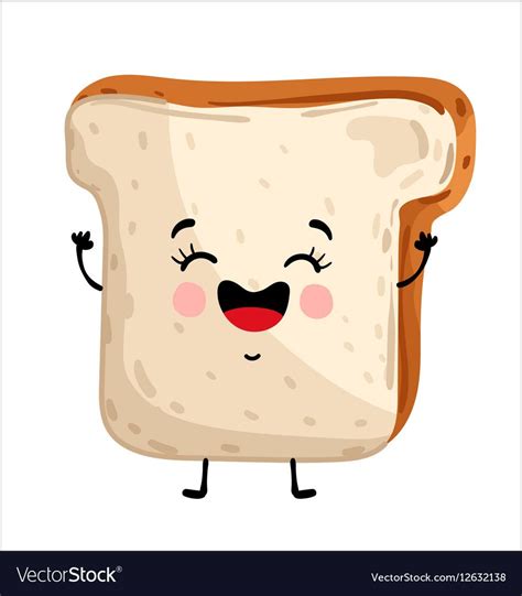 Cute Toast Bread Cartoon Character Isolated On White Background Vector