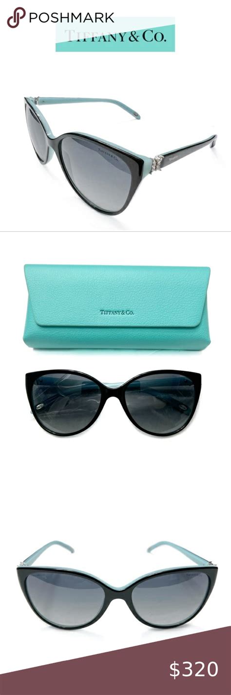 Tiffany And Co Sunglasses Black On Tiffany Blue Round Cat Eye Crystal