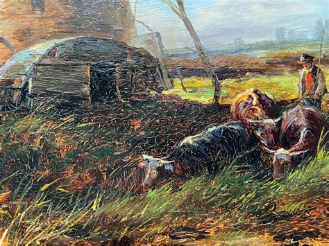 Joseph Thors 19th Century Original Oil Painting On Canvas Windmills Ebay