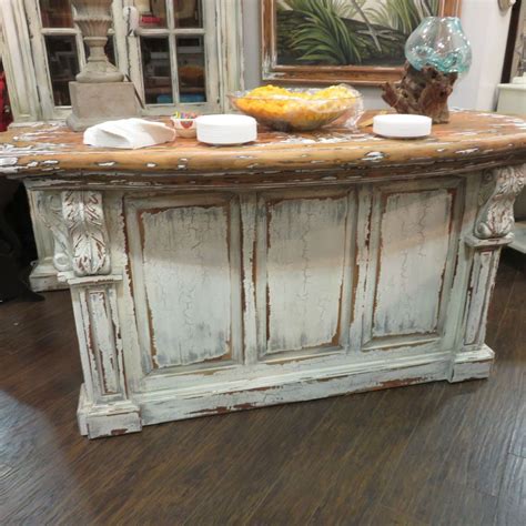 Distressed French Country Kitchen Island Bar Counter ...