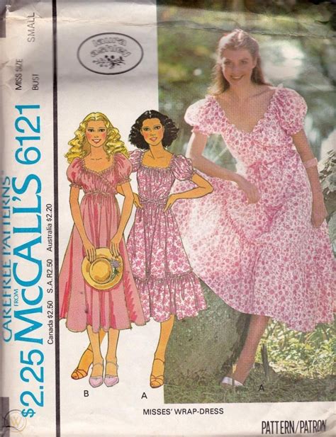 Mccalls Sewing Pattern Laura Ashley Wrap Dress Size Small Uncut 6121