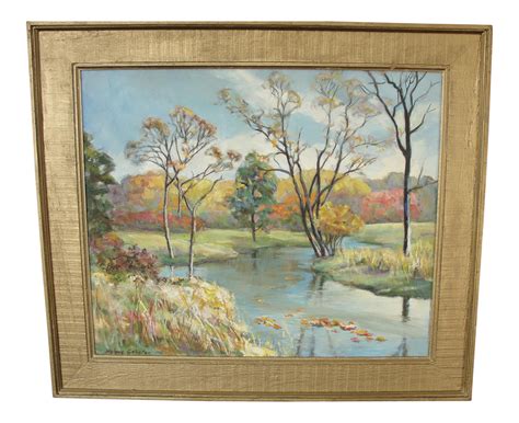 Impressionist Oil On Canvas Landscape Fawn River By Melanie Schafer