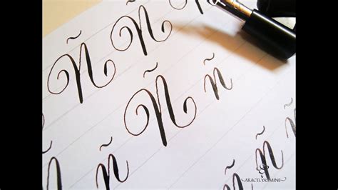 Serie caligrafia copperplate cómo escribir la letra Ñ Paso a