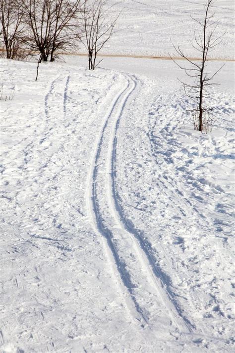 Ski Track In The Snow Stock Image Image Of Landscape 26035825