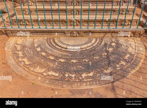 Moonstone At Anuradhapura Cultural Sight In Sri Lanka Stock Photo Alamy