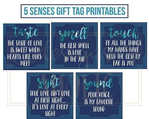 5 Senses T Tags Cards And Ideas T For Boyfriend Etsy 5 Sense