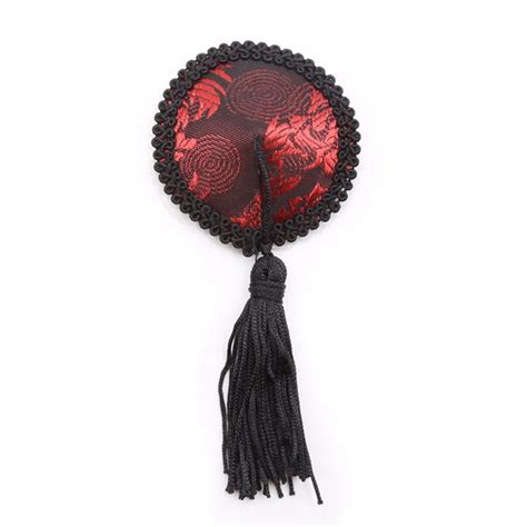 Women Reusable Nipple Cover Lace Sexy Pasties Tassels Round Tepel Cover