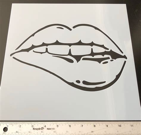 Lips Bite Lip Sexy Stencil Durable Reusable Etsy